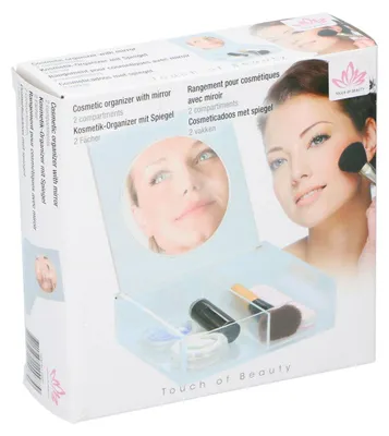 Produktbild von Klappbarer Beauty Organizer mit 2 Fächern und Schminkspiegel