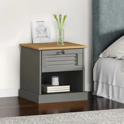 Obrázek produktu pro vidaXL Noční stolek VIGO Grey 42x35x42 cm z masivního borovicového dřeva