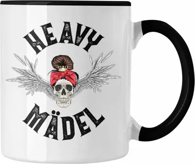 Produktbild von Trendation - Heavy Metal Mädel Geschenk Frauen Tasse Death Metal Becher Metalfal Rocker Biker Geschenkidee (Schwarz)