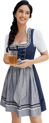 Zdjęcie produktu dla Sukienka damska Dirndl Clearlove midi 3-częściowa niebiesko-biała 36