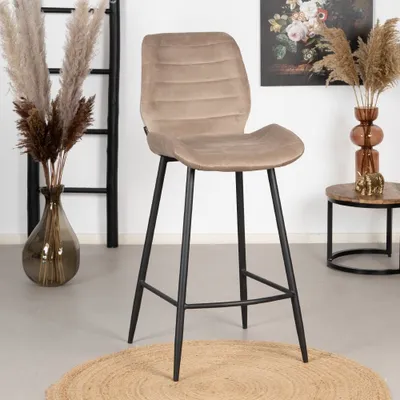 Produktbild von Bronx71 Barhocker Samt Toby taupe 71 cm