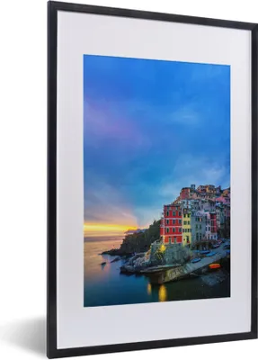 Produktbild von MuchoWow® MuchoWow® Gerahmtes Poster Dämmerung in Cinque Terre 40x60 cm - Poster mit zchwarzem Bilderrahmen - Poster in Rahmen