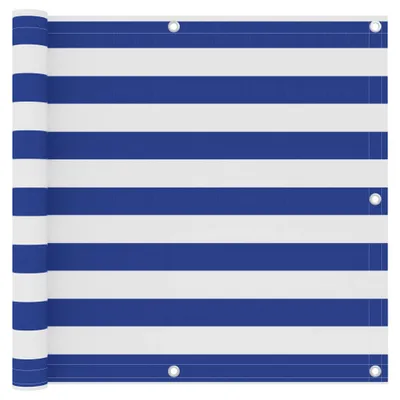 Image de vidaXL Paravent de balcon Blanc et bleu 90x300 cm Tissu Oxford - Parasols et ombrelles