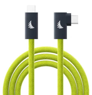 Imagen del producto de Cable de conexión flexible USB-C 3.2 de Angelbird, con conector recto y conector en ángulo recto, color verde lima, 4,5 metros / 14,8 pies