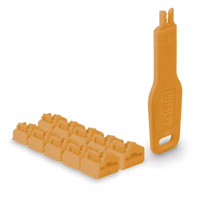 Productafbeelding van Lindy 47897, LINDY RJ45-poortsloten, oranje, 10 stuks + 1 sleutel