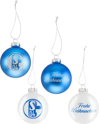 Produktbild von FC Schalke 04 Weihnachtskugeln / Christbaumkugeln 4er-Set "Frohe Weihnachten"