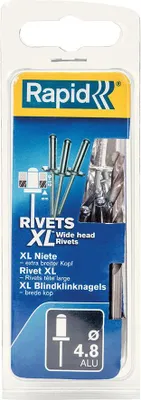 Image de Rivets aveugles tête plate Ø 4,8 x 16 mm + mèche 40 pcs. Blister Rapid