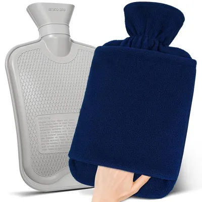 Productafbeelding van Warmwaterkruik - Lekvrij - Met fleece-hoes - Blauw