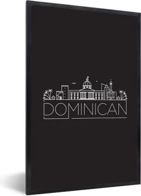 Produktbild von MuchoWow® MuchoWow® Gerahmtes Poster Skyline "Dominikanische Republik" schwarz 40x60 cm - Poster mit zchwarzem Bilderrahmen - Papierdruck - Wandbilder