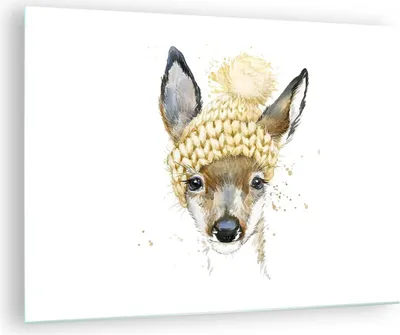 Produktbild von Bilder auf glas - Tier Hut Hirsch modern - 70x50cm - Glasbilder - Wandbilder - Kunstdruck - zum Aufhängen bereit - Wanddekoration aus Glas - Glas Bilder - Wandbild auf Glas - Einteilig - GAA70x50-2861