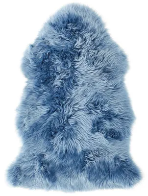 Teppich Schaffel in der Farbe Blau, in der Größe ca. 60 x 85 cm.