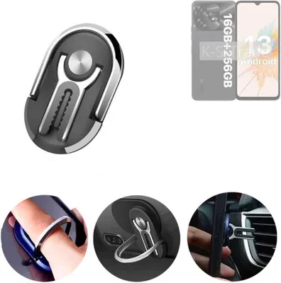Produktbild von K-S-Trade 3in1 Smartphone-Ring Handy-Ring kompatibel mit UMIDIGI A15 Fingerhalterung  Handyring Tischständer Lüftungsgitter-Halterung Tisch Ständer