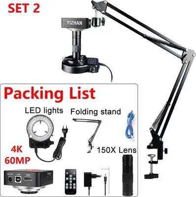 Obrázek produktu pro Digitální mikroskop, 60MP 4K zvětšení, nastavitelné LED osvětlení, 4K 60MP set2, 0-150X