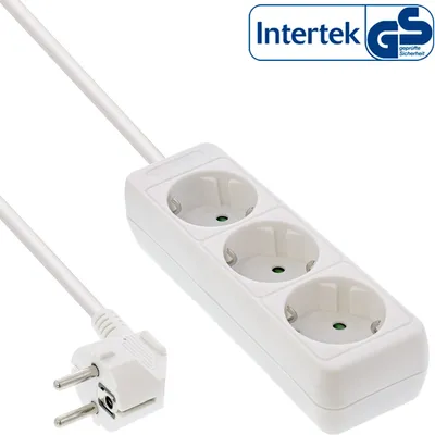 Produktbild von InLine® Steckdosenleiste, 3-fach Schutzkontakt, weiß, 1,5m