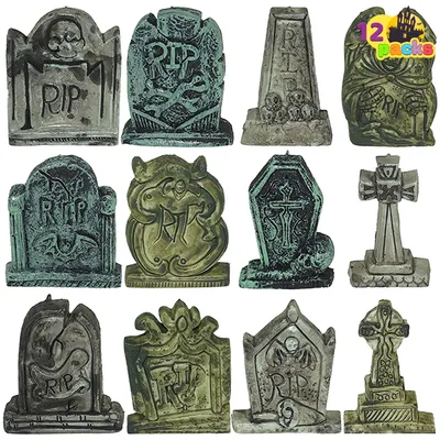 12 Miniatur-Grabsteine aus Harz für Halloween-Deko, 4,5 cm