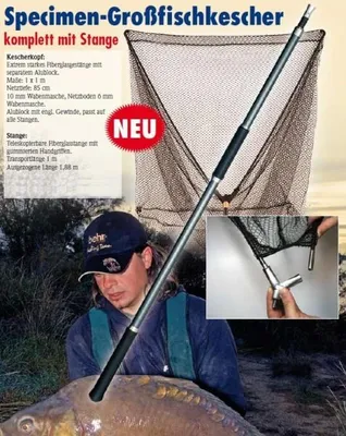 Produktbild von Behr Karpfenkescher Großfischkescher Kescher Karpfen mit Alublock & Telestange