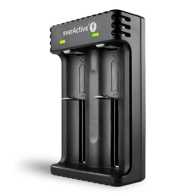 Produktbild von everActive Ladegert fr 2 Akkus dedede Lithium Ion 18650 Professional Fast Micro USB Modell LC-200, Schwarz