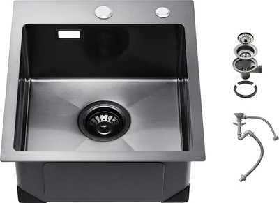 Immagine prodotto di SucceBuy Lavello da cucina da 40 cm, lavello da incasso in acciaio inox 304, stile country a vasca singola con accessori, nero per camper, cucina e bar