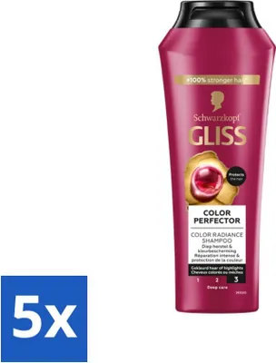 Productafbeelding van Gliss - Shampoo - Kleurbescherming & Glans - Voor langdurige kleurbehoud - 250 ml - Voordeelverpakking - 5 stuks