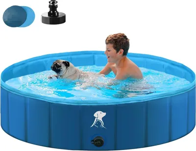Produktbild von Faltbares Hunde-Bad 80x30cm Groß & Klein Anti-Rutsch Tragbar Blau