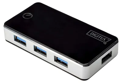 Produktbild von DIGITUS USB 3.0 Hub 4-port schwarz/silber          DA-70231
