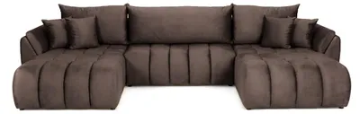 Image de Canapé d'angle en U avec fonction couchage Oti, Monolith marron (15)