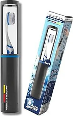 Produktbild von CAPSELLO Zahnbürstenbox schwarz mit Touch-Protection | Professionelle Hygiene, Zahnbürsten-Etui hält sauber & schützt vor Berührungen, Luft- & lichtdurchlässig |  Germany