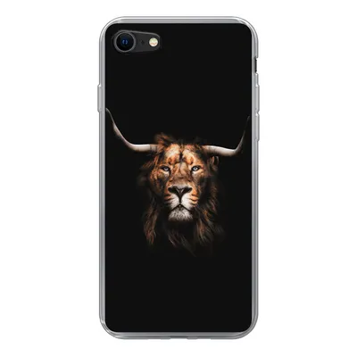 Produktbild von MuchoWow® Handyhülle Schutzhülle Hülle für iPhone SE 2022 Löwe - Horn - Schwarz Silikon Softcase Handy Hülle - Schutzhülle