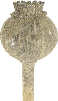 Produktbild von Kunststein Deko Mohnblume Antik Stil Braun Ø11cm x 30cm Grabdeko Tischdeko Polyresin Figur
