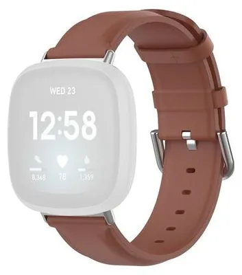 Produktbild von By Qubix passend für Fitbit Versa 3/4 & Sense 1/2 Lederarmband - Braun