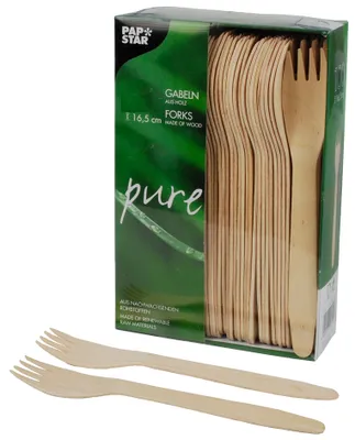 Immagine prodotto di PAPSTAR 81189 Forchette in legno PAPSTAR "pure", lunghezza: 165 mm, 25 pezzi