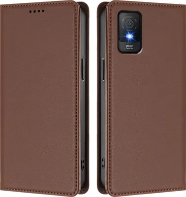 Immagine prodotto di Custodia per telefono cellulare per TCL 403, Flip Cover in Finto cuoio antiurto magnetica con supporto marrone