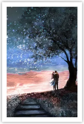 Produktbild von Poster - Poster ohne Rahmen - Himmel Mond Liebhaber - 61x91,5 cm - Wand Bild - Wanddeko - Wandbilder - Kunstposter - Wandposter - Bilder - Kunstdruck - Wanddekoration - Wandbild - P2XPA61x91-4800