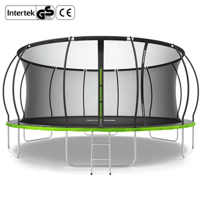 Zdjęcie produktu dla Trampolina ZIPRO Jump Pro Premium | 16FT Ø 496 cm | Trampolina ogrodowa Trampolina dla dzieci Kompletny zestaw z siatką, drabinką i osłoną krawędzi, do użytku na zewnątrz, zielona