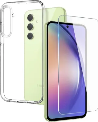 Produktbild von Samsung Galaxy A54 Hülle - NORTHJO 2-in-1 Kombi-Deal - Transparente TPU Hülle mit Panzerglas Displayschutz - Transparent