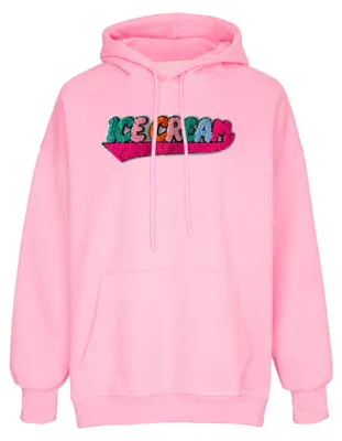 Produktbild von Damen Strickpullover Hoodie mit Kapuze und Kängurutasche, Rosa, Größe L