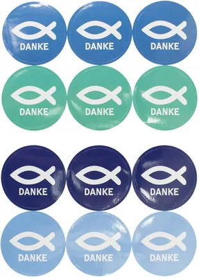 Produktbild von Oblique Unique 24 Fisch Sticker Danke Aufkleber Kommunion Taufe Konfirmation Firmung Hochzeit
