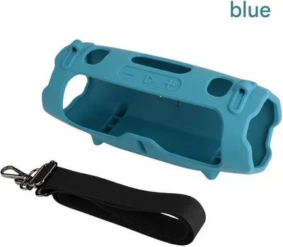 Obrázek produktu pro Měkké pouzdro na reproduktor, přenosné, modré, lze nosit přes rameno nebo jako crossbody.