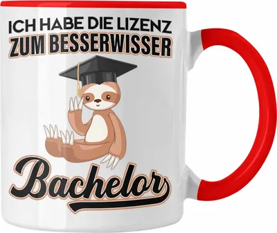 Produktbild von Trendation - Bachelor Geschenk Abschluss Tasse Spruch Master Abitur Abi Graduation Bestanden Prüfung Lizenz zum Besserwisser (Rot)