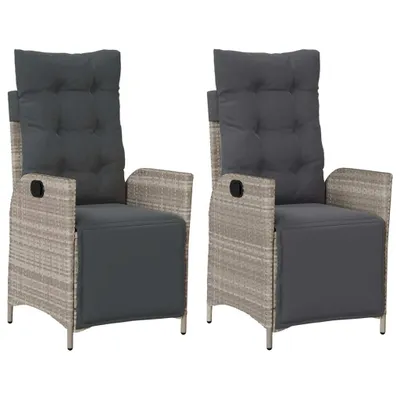 Immagine prodotto di vidaXL Poltrona da giardino con poggiapiedi 2 pezzi regolabile in rattan grigio chiaro