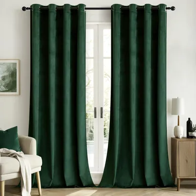 Produktbild von Verdunkelungsvorhänge Set von 2 - Samt - Isolierend - Mit Ringen - 140x245 cm