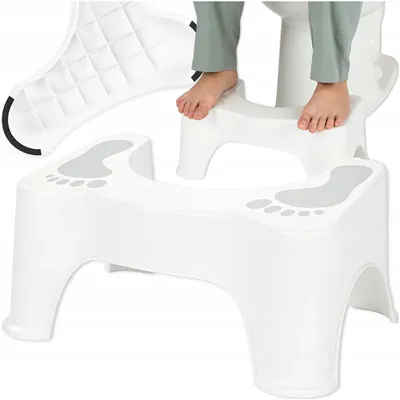 Zdjęcie produktu dla Podnóżek do toalety, siedzisko do toalety, 42 × 26,5 × 17 cm, antypoślizgowe, do 120 kg, ergonomiczny podnóżek do toalety