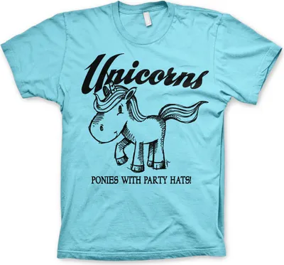 Produktbild von Unicorns - Ponies With Party Hats T-Shirt - Large - Skyblue