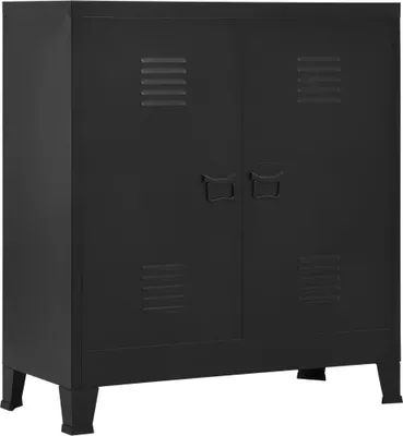 Produktbild von PUEAZU Lagerschrank Industrial Schwarz 90x40x100 cm Stahl - Sitztruhen &5077