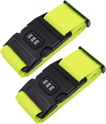 Produktbild von PolkaHome® 2er Set Gepäckriemen mit Zahlenschloss – Kofferriemen für Koffer, Trolley & Reisetasche – Sicherheitsgurt mit