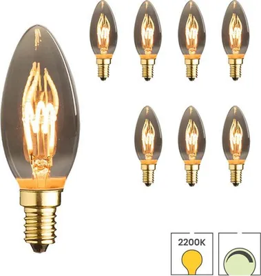 Produktbild von 8-er Set LED-Kerzenlampen E14 | 2 Watt dimmbar | 2200K extra warmweiß | Rauch | Spiralwendel | Lybardo