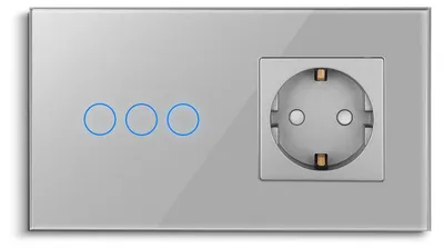 Obrázok produktu pre Nástenná zásuvka, konektory USB typu C, dotykový vypínač, 3-pólová zásuvka, EU-d