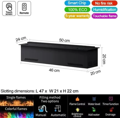 Obrázek produktu pro Krb s vodní párou, 3D barevný plamen, funkce čištění vzduchu, 500 mm 19,68 palce, barevný plamen