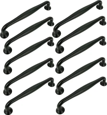 Produktbild von 10er-Set Elysium Möbelgriff Schwarz 128 mm - Klassische, matte Aluminium-Griffe für Schränke und Schubladen, ideal für moderne und traditionelle Innenräume.