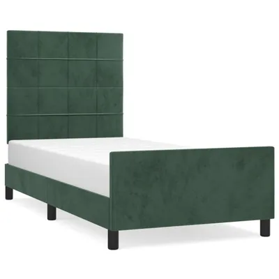 Image de vidaXL Cadre de lit sans matelas vert foncé 90x200 cm velours